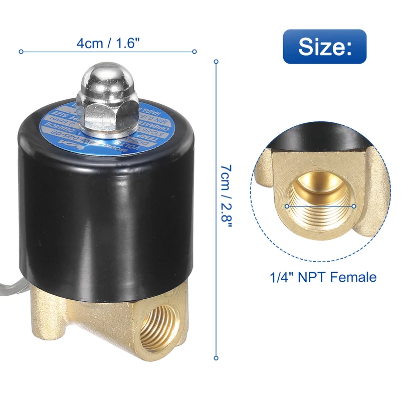 Brass Electric Solenoid Valve 1/4" NPT 24V DC Air Valve Closed Water Gas Diesel