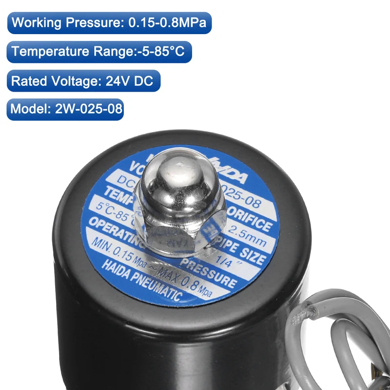 Brass Electric Solenoid Valve 1/4" NPT 24V DC Air Valve Closed Water Gas Diesel
