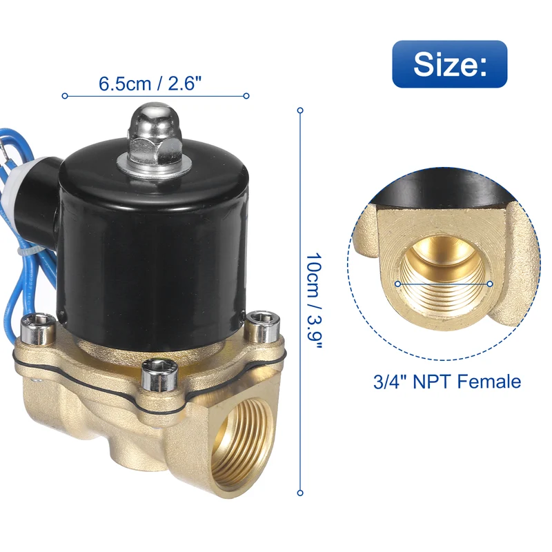 Brass Electric Solenoid Valve 3/4" NPT 12V DC Air Valve Closed Water Gas Diesel