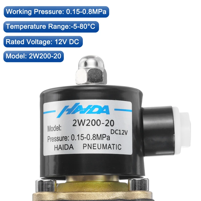 Brass Electric Solenoid Valve 3/4" NPT 12V DC Air Valve Closed Water Gas Diesel
