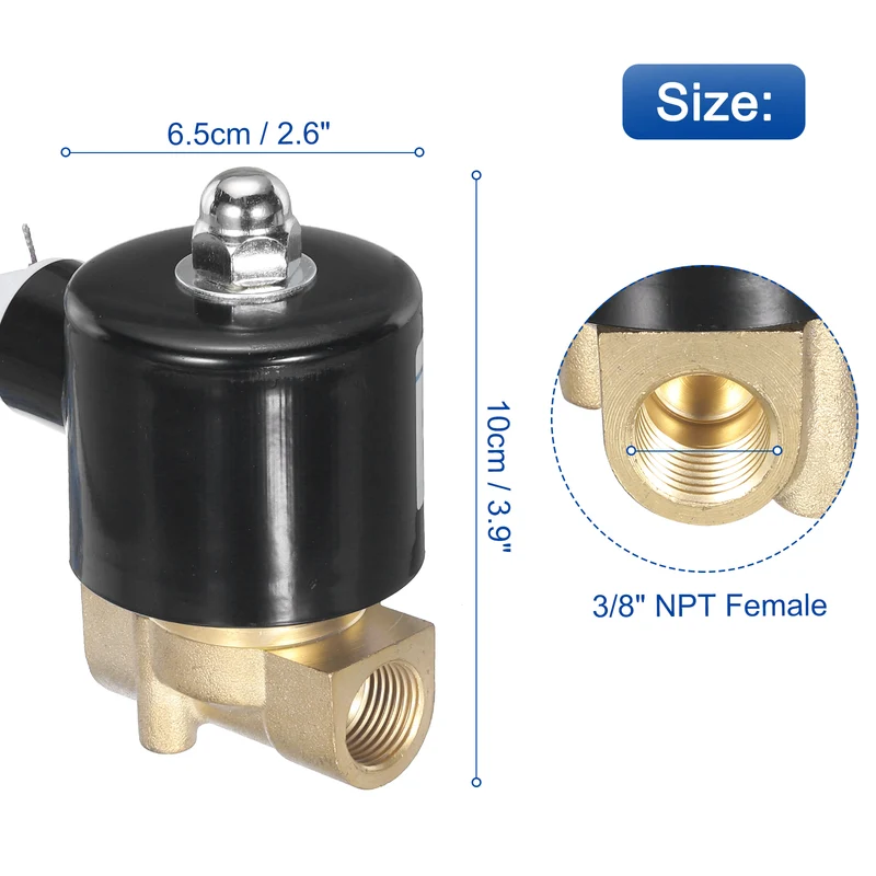 Brass Electric Solenoid Valve 3/8" NPT 12V DC Air Valve Closed Water Gas Diesel