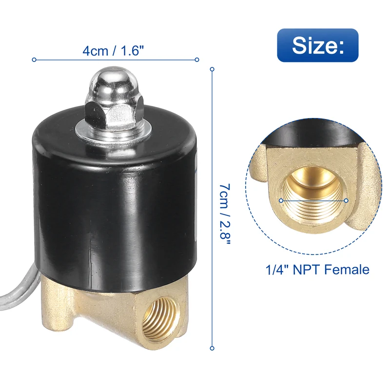 Brass Electric Solenoid Valve 1/4" NPT 12V DC Air Valve Closed Water Gas Diesel