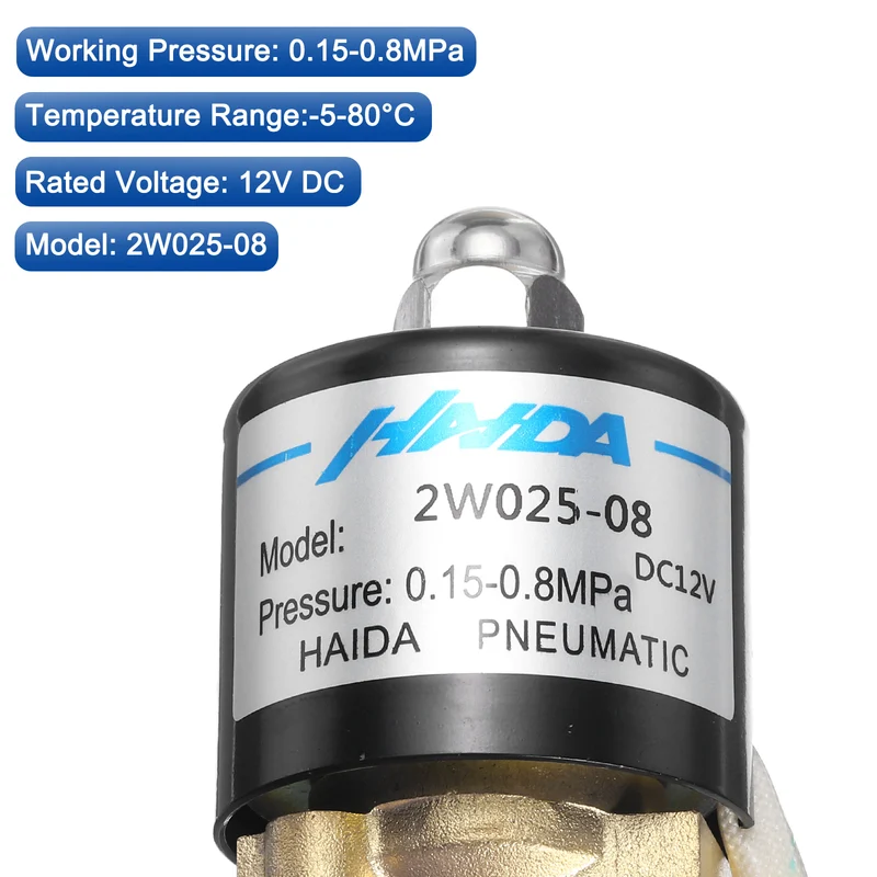 Brass Electric Solenoid Valve 1/4" NPT 12V DC Air Valve Closed Water Gas Diesel