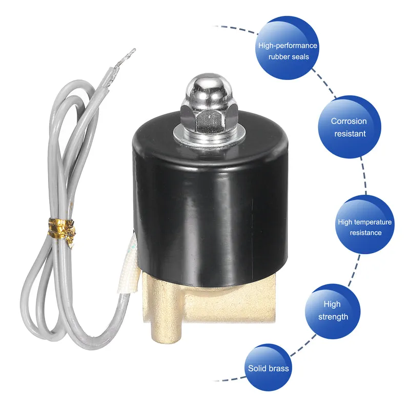 Brass Electric Solenoid Valve 1/4" NPT 12V DC Air Valve Closed Water Gas Diesel