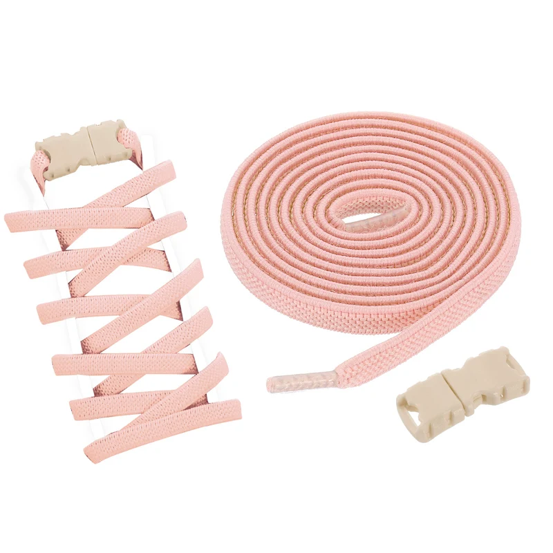 Elastic Tieless Shoe Laces for Adults Sneakers, Cherry Blossom Pink