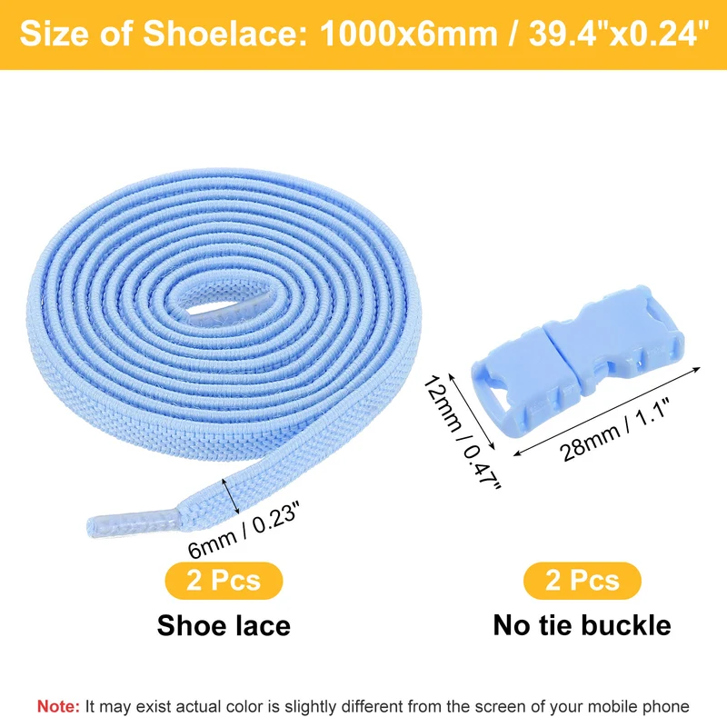 Elastic Tieless Shoe Laces for Adults Sneakers, Sky Blue