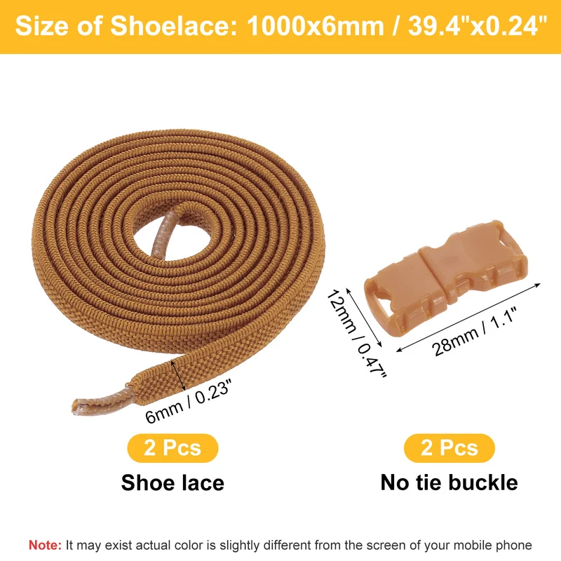 Elastic Tieless Shoe Laces for Adults Sneakers, Brown