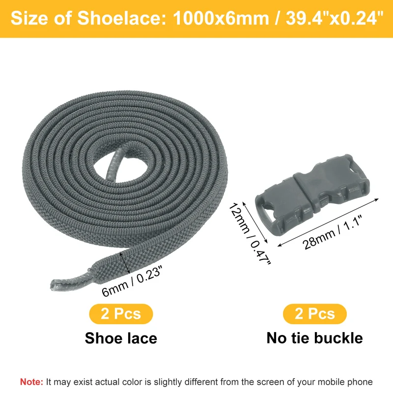 Elastic Tieless Shoe Laces for Adults Sneakers, Gray