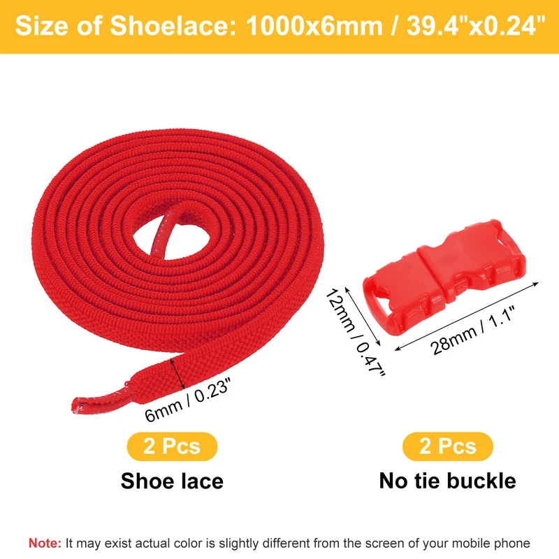 Elastic Tieless Shoe Laces for Adults Sneakers, Red