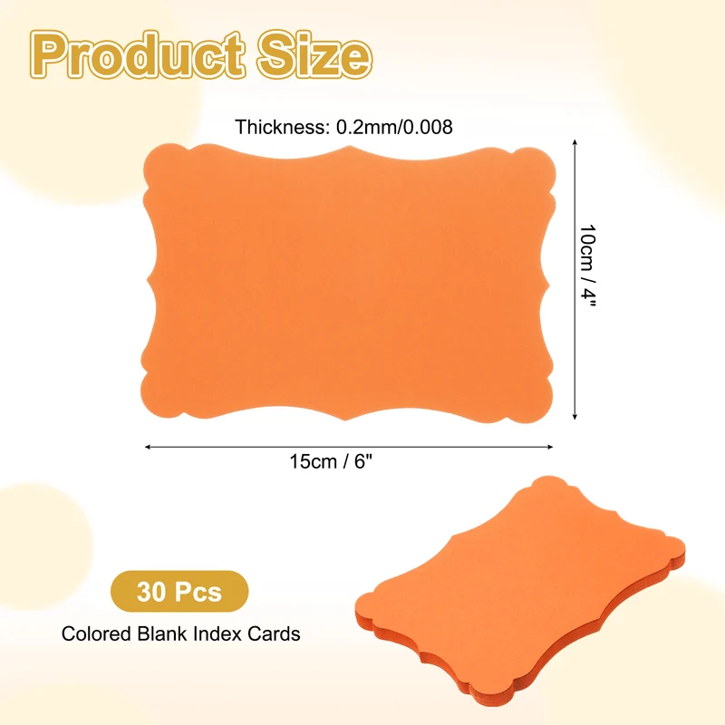 30Pcs Blank Kraft Cards Cardstock, 4x6 Inch Thick Cardstock Paper Orange