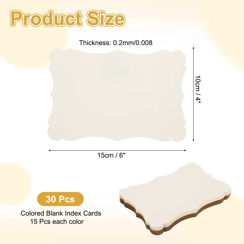 30Pcs Blank Kraft Cards Cardstock, 4x6 Inch Thick Cardstock Paper Brown White