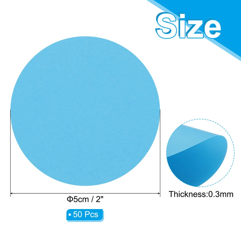 2inch Circle Card Stock, 50Pcs Cutouts Paper Thick Cardstock Coaster Sky Blue