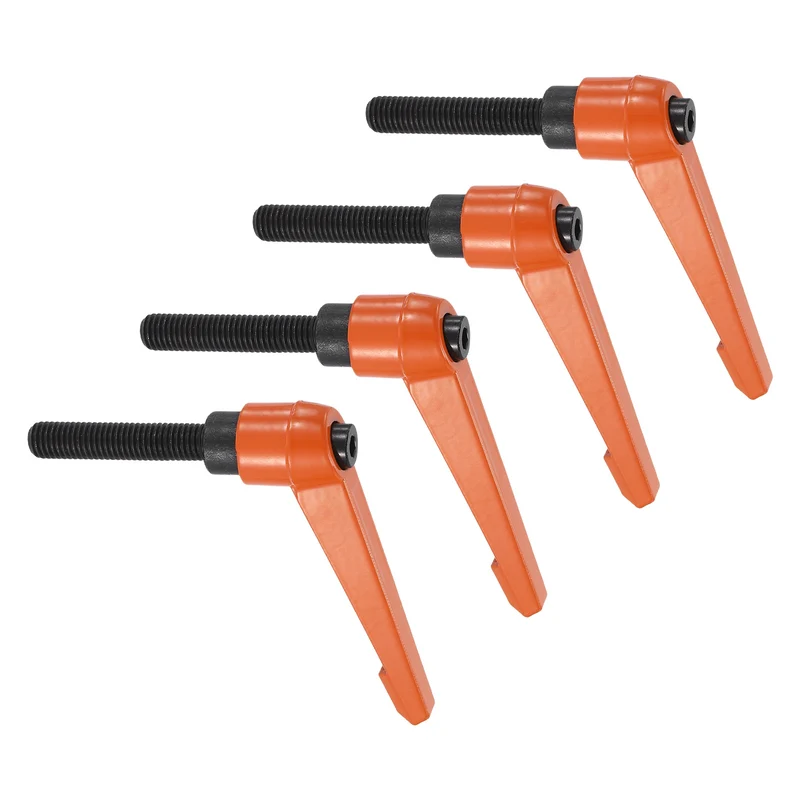 Clamping Lever Handles for Lathe, M12x60mm Male Thread Orange 4Pcs