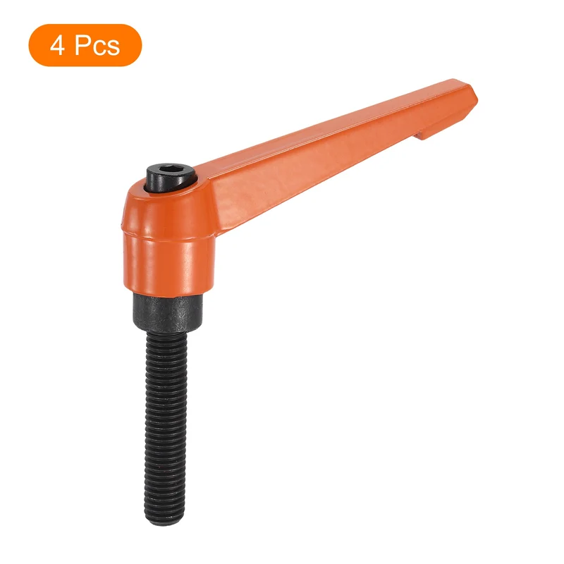 Clamping Lever Handles for Lathe, M12x60mm Male Thread Orange 4Pcs