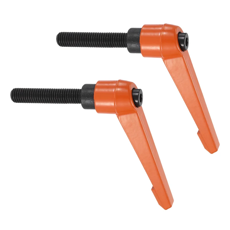 Clamping Lever Handles for Lathe, M12x60mm Male Thread Orange 2Pcs
