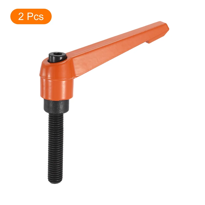 Clamping Lever Handles for Lathe, M12x60mm Male Thread Orange 2Pcs