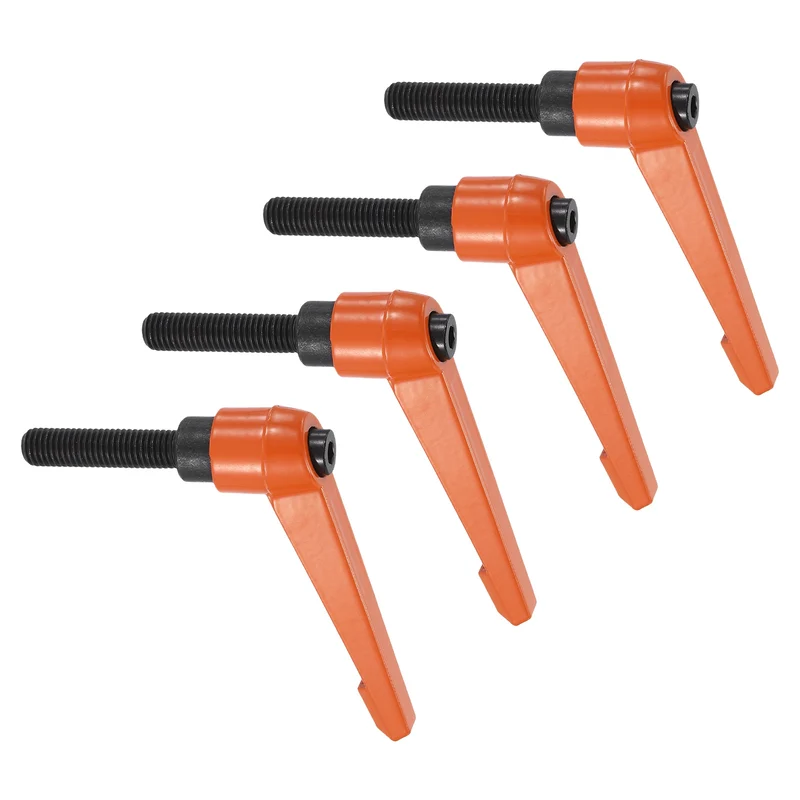 Clamping Lever Handles for Lathe, M12x50mm Male Thread Orange 4Pcs