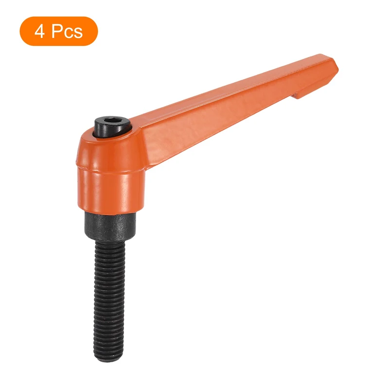 Clamping Lever Handles for Lathe, M12x50mm Male Thread Orange 4Pcs