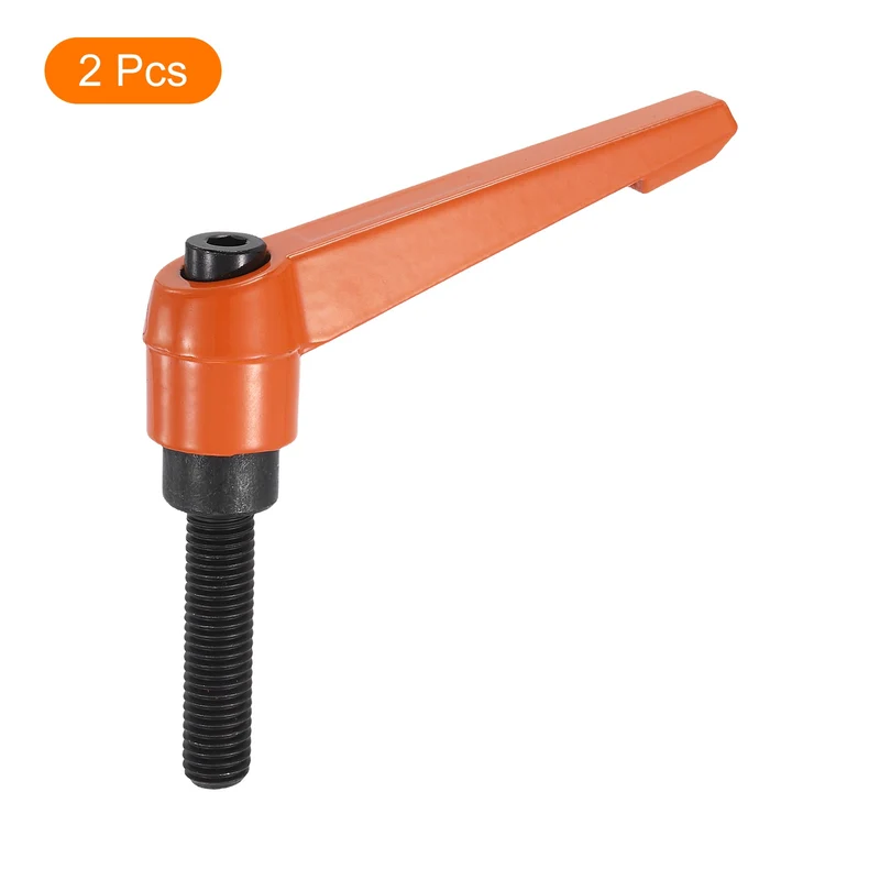 Clamping Lever Handles for Lathe, M12x50mm Male Thread Orange 2Pcs