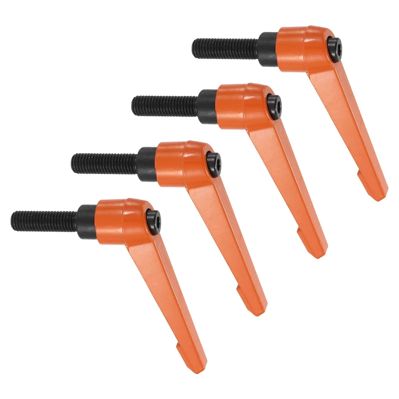 Clamping Lever Handles for Lathe, M12x40mm Male Thread Orange 4Pcs