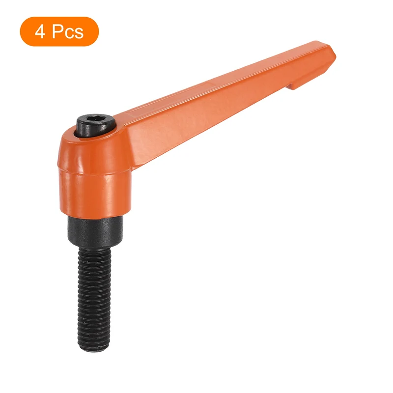 Clamping Lever Handles for Lathe, M12x40mm Male Thread Orange 4Pcs