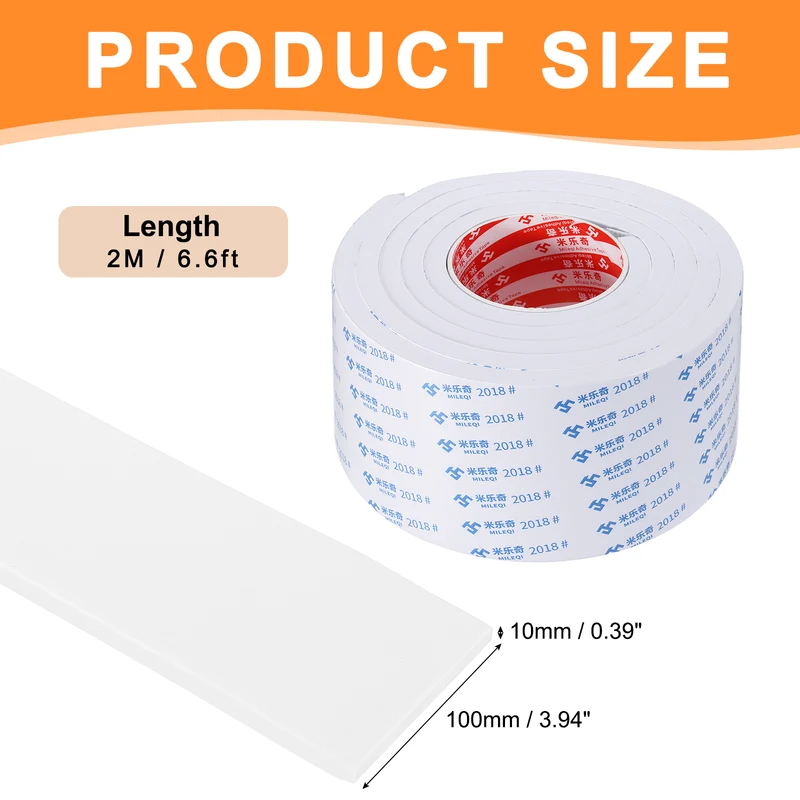 Foam Tape 100mm W x 10mm t x 2M Weather Stripping White for Door Window