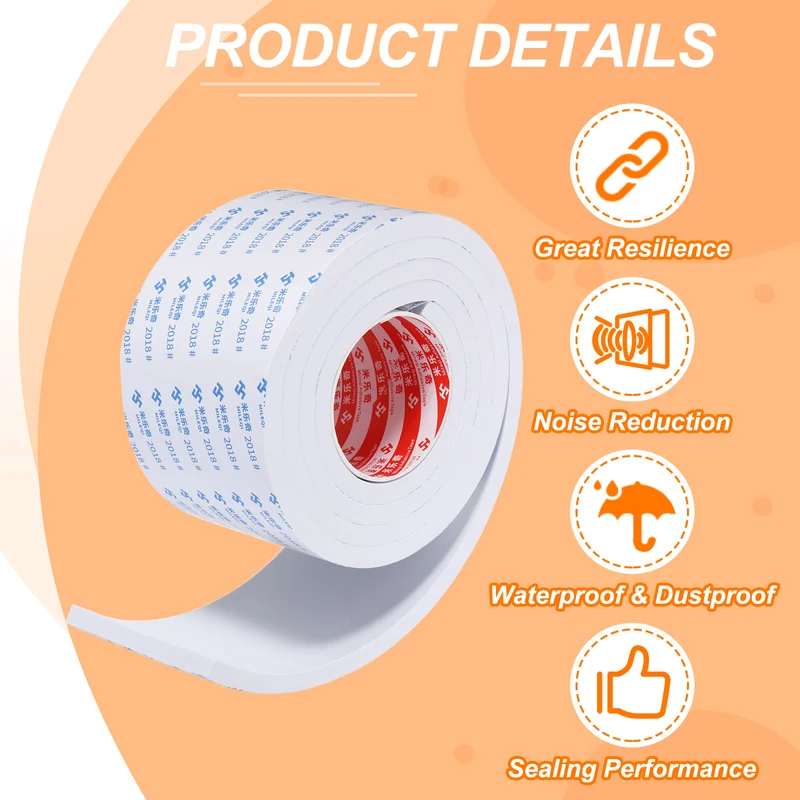 Foam Tape 100mm W x 10mm t x 2M Weather Stripping White for Door Window