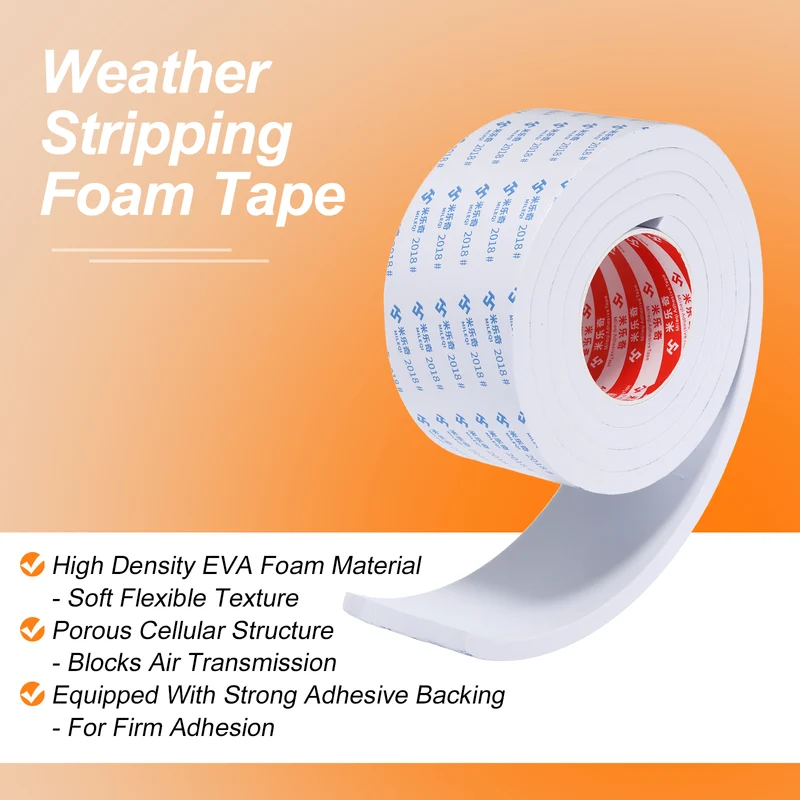 Foam Tape 80mm W x 10mm t x 2M Weather Stripping White for Door Window