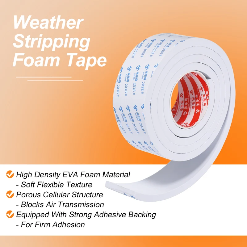 2pcs Foam Tape 60mm W x 10mm t x 2M Weather Stripping White for Door Window