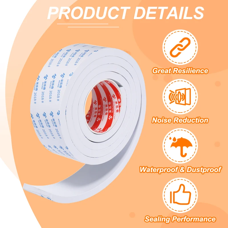 Foam Tape 60mm W x 10mm t x 2M Weather Stripping White for Door Window
