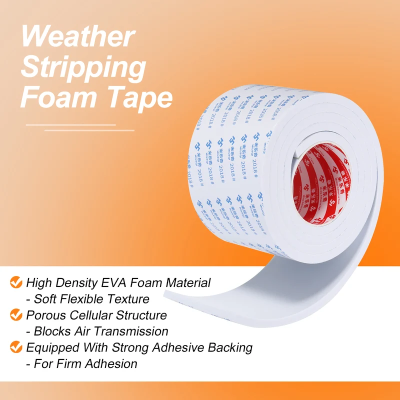 Foam Tape 100mm W x 8mm t x 2M Weather Stripping White for Door Window