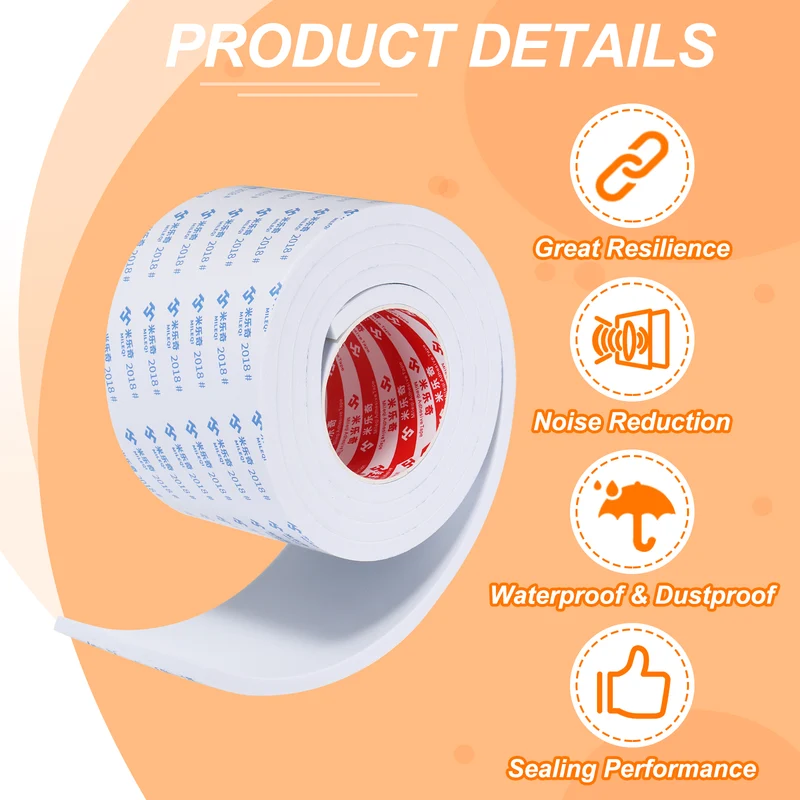 Foam Tape 100mm W x 8mm t x 2M Weather Stripping White for Door Window
