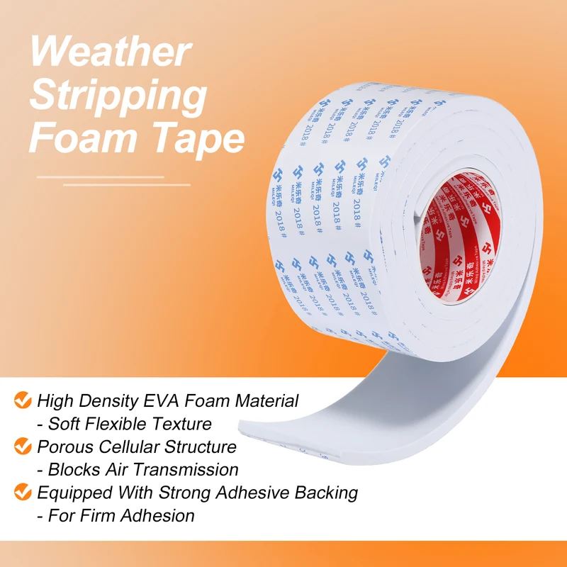 2pcs Foam Tape 80mm W x 8mm t x 2M Weather Stripping White for Door Window