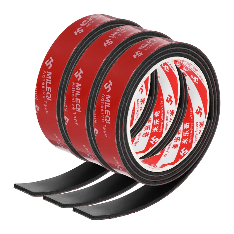 3 Pcs Solid Neoprene Rubber Strips 13/16" W x 1/8" t x 3.3ft l Black