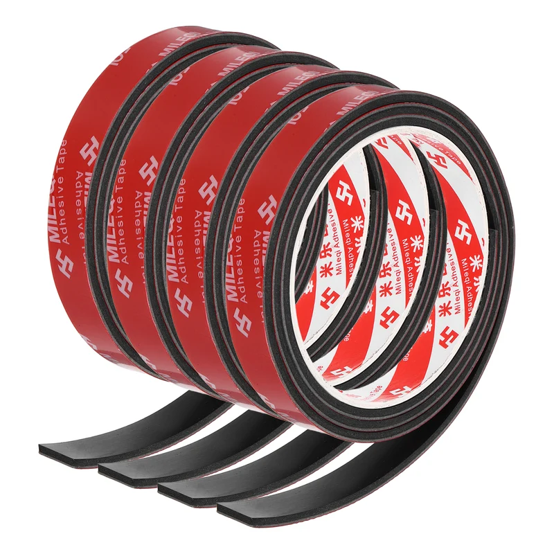 4 Pcs Solid Neoprene Rubber Strips 9/16" W x 1/8" t x 3.3ft l Black