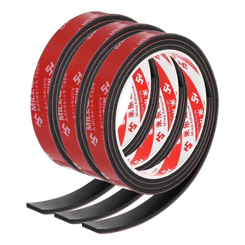 3 Pcs Solid Neoprene Rubber Strips 9/16" W x 1/8" t x 3.3ft l Black
