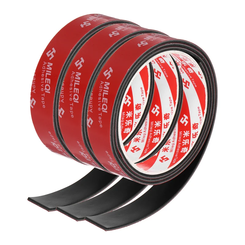 3 Pcs Solid Neoprene Rubber Strips 13/16" W x 1/16" t x 3.3ft l Black
