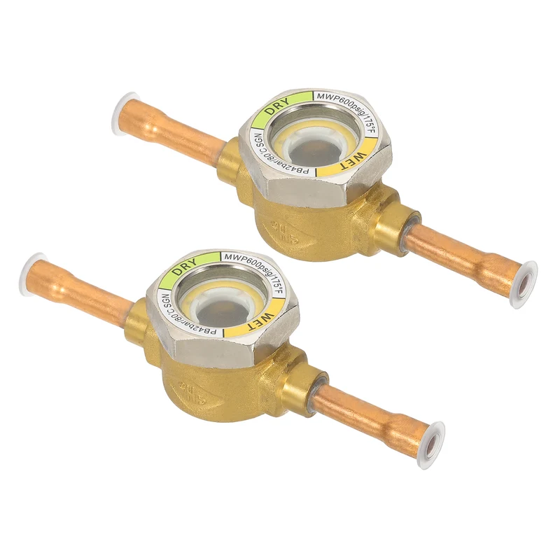 Sight Glass, 2Pcs 1/4 x 1/4 Sweat Universal Liquid Moisture Indicator Soldering for Air Conditioning HVAC Refrigeration