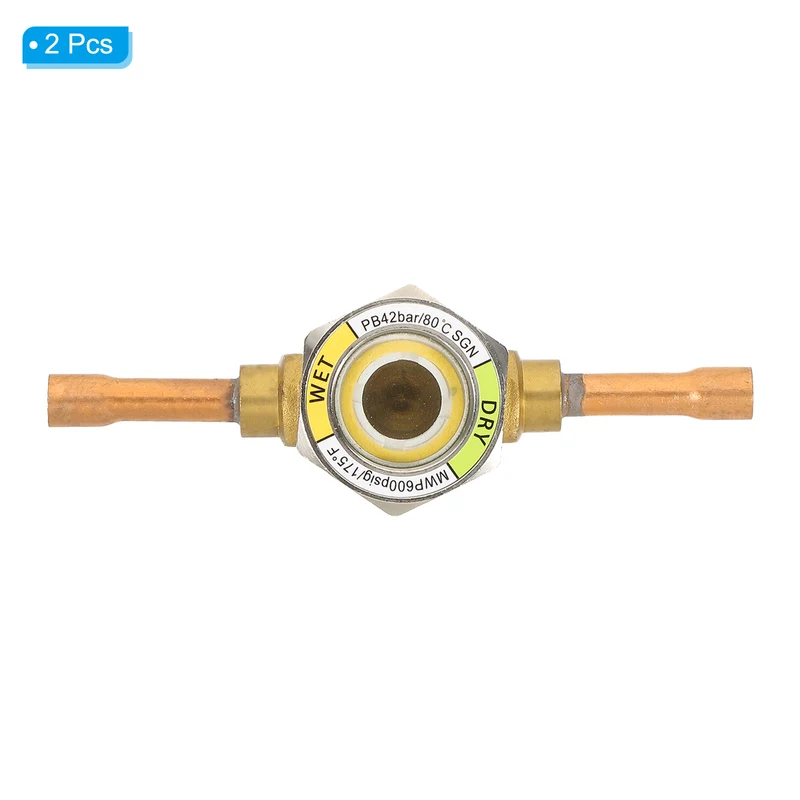 Sight Glass, 2Pcs 1/4 x 1/4 Sweat Universal Liquid Moisture Indicator Soldering for Air Conditioning HVAC Refrigeration