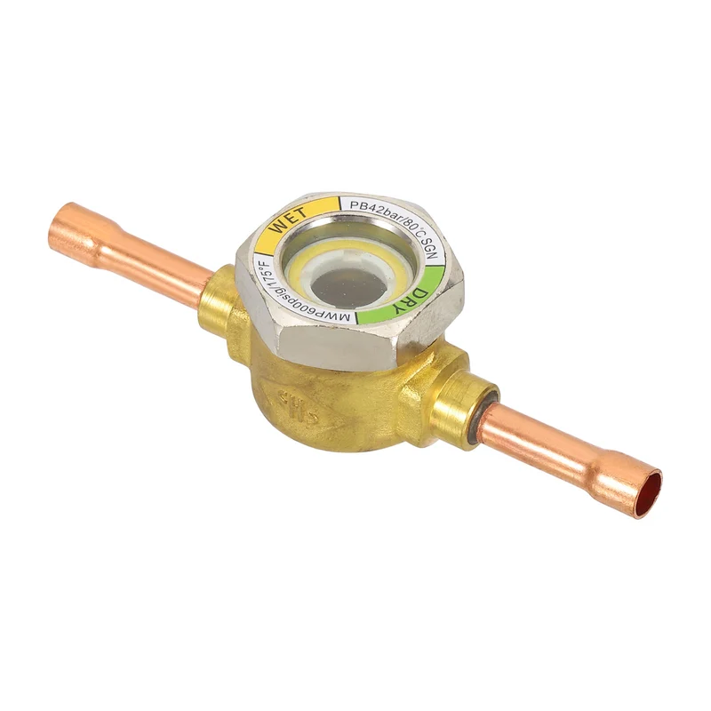 Sight Glass, 1/4 x 1/4 Sweat Universal Liquid Moisture Indicator Soldering for Air Conditioning HVAC Refrigeration