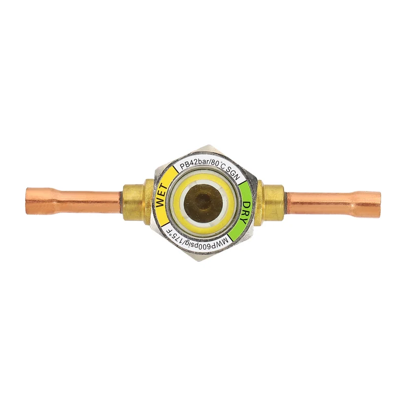 Sight Glass, 1/4 x 1/4 Sweat Universal Liquid Moisture Indicator Soldering for Air Conditioning HVAC Refrigeration