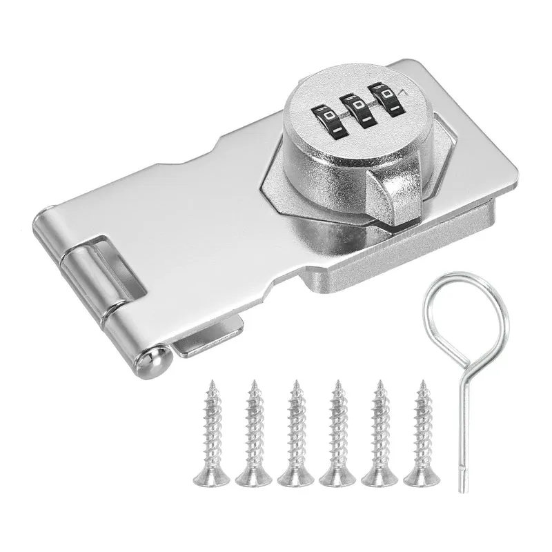 Cabinet Combination Lock, Double Hole Cabinet Password Hasp Locks Galvanized Alloy with 3 Digit Password for Drawer and Cabinet, Silver