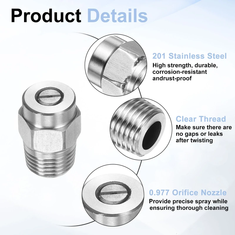 4pcs 50 Degree Surface Clean Tip 1/4 Inch NPT Male 0.977 Orifice Spray Nozzles