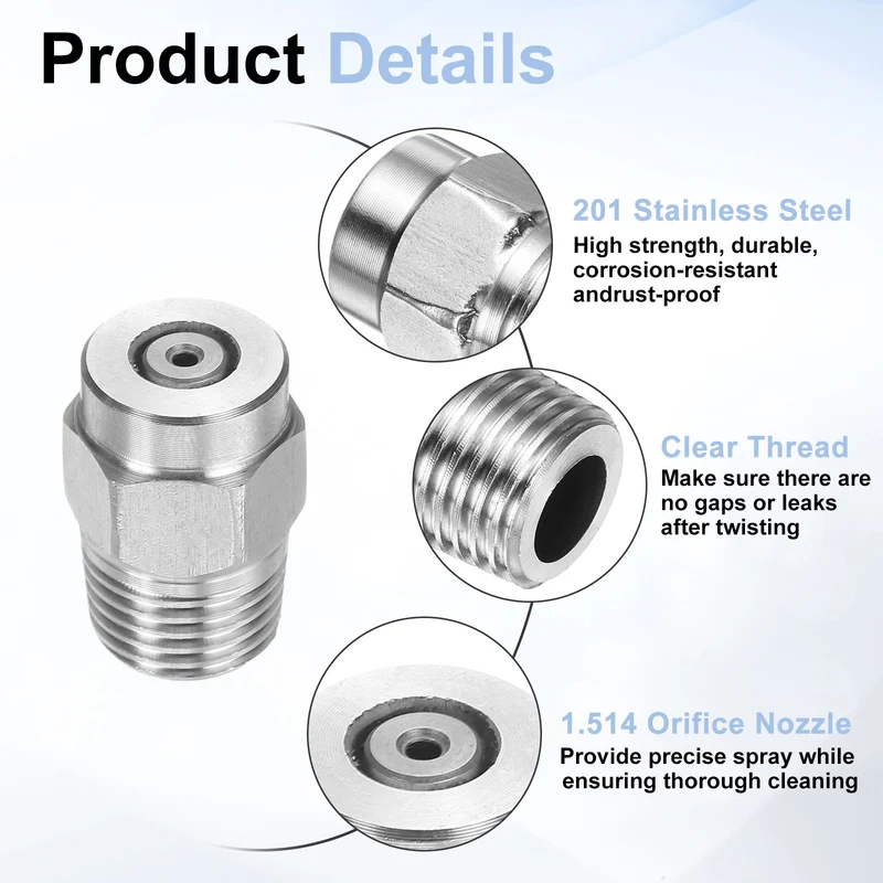 4pcs 0 Degree Surface Clean Tip 1/4 Inch NPT Male 1.514 Orifice Spray Nozzles