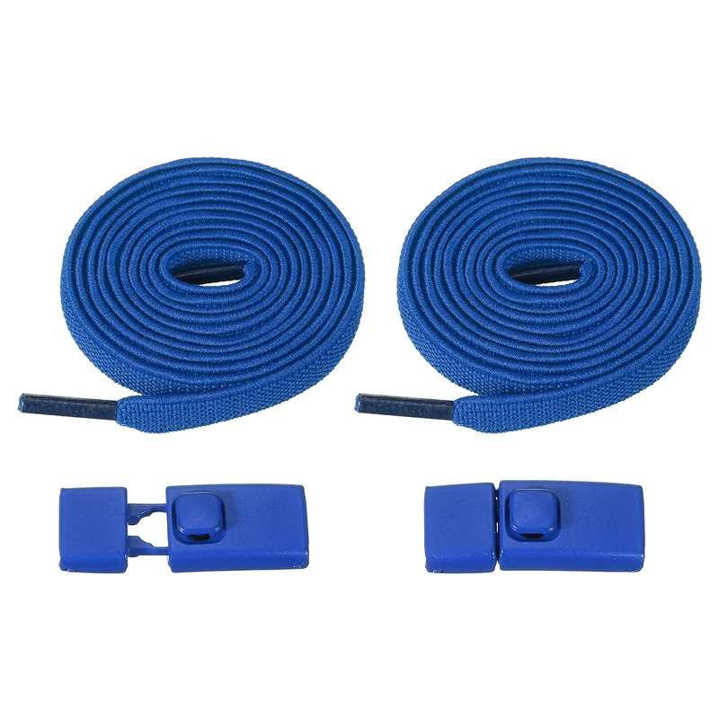 No Tie Shoelaces with 2 Metal Square Buckle Clips, 1Pair & Blue