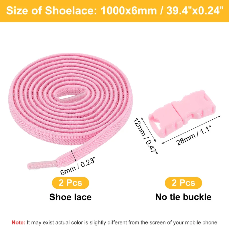 Elastic Tieless Shoe Laces for Adults Sneakers, Pink