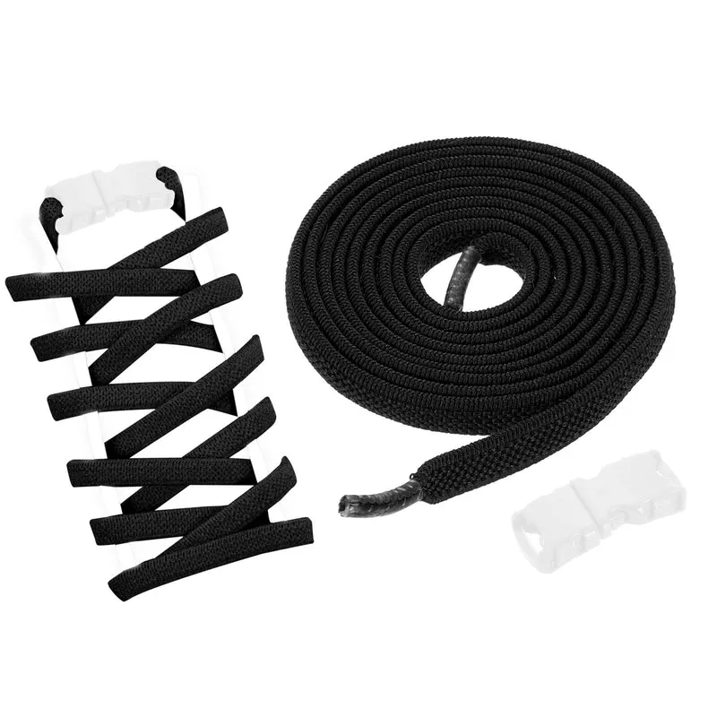 Elastic Tieless Shoe Laces for Adults Sneakers, Luminous Black