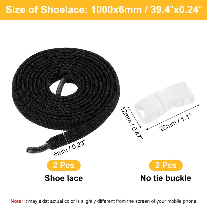Elastic Tieless Shoe Laces for Adults Sneakers, Luminous Black