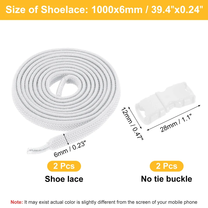 Elastic Tieless Shoe Laces for Adults Sneakers, Luminous White