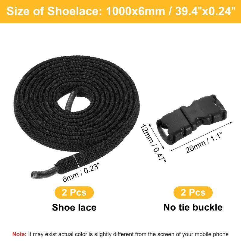 Elastic Tieless Shoe Laces for Adults Sneakers, Black